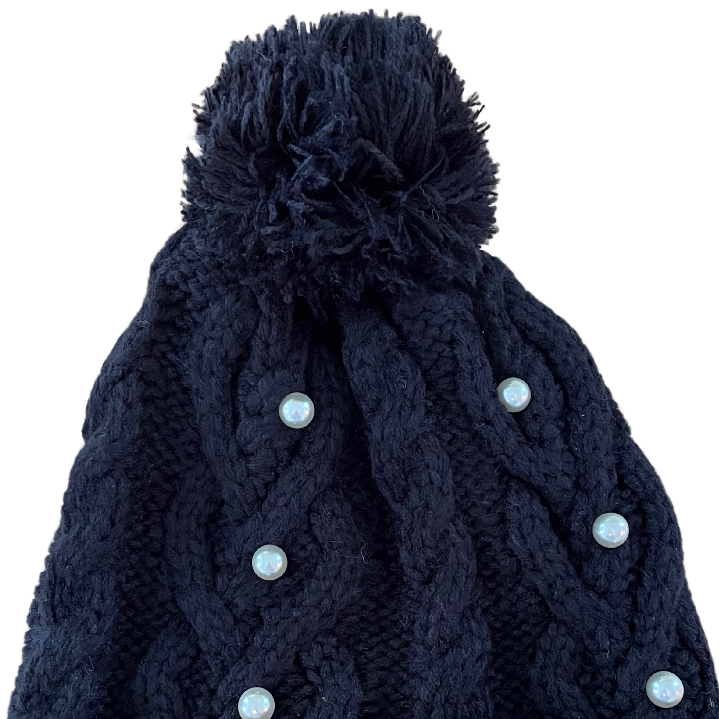 KARL LAGERFELD Women's Pom Pom Pearl Beanie in Black