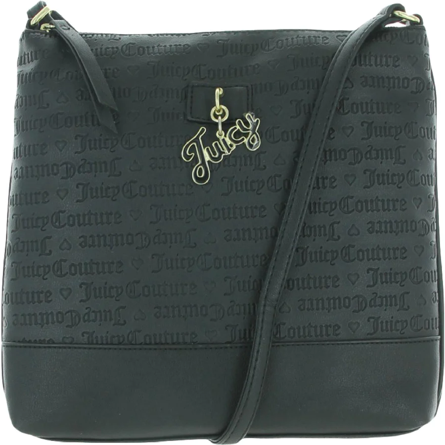 Juicy Couture Love Lock Faux Leather Logo Satchel Handbag in Black
