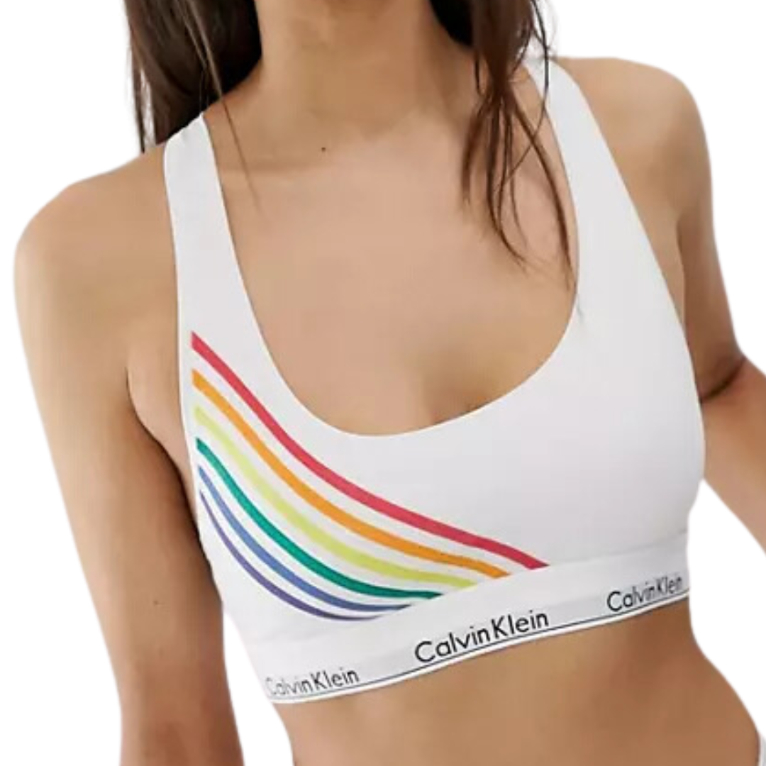 CALVIN KLEIN Women's Carousel Unlined Bralette in Rainbow PRIDE