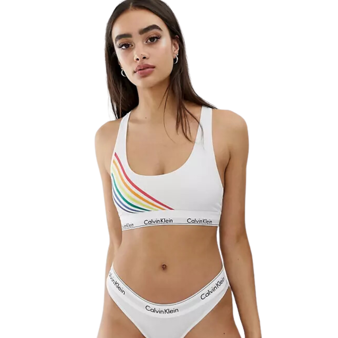 CALVIN KLEIN Women's Carousel Unlined Bralette in Rainbow PRIDE