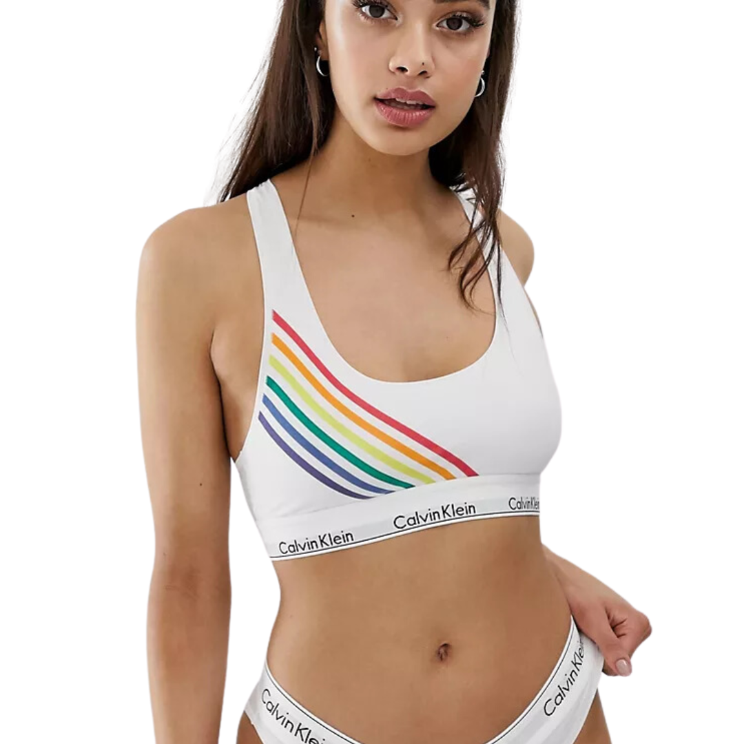 CALVIN KLEIN Women's Carousel Unlined Bralette in Rainbow PRIDE