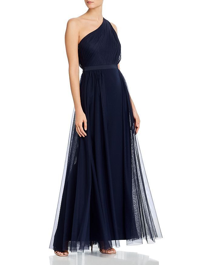 AIDAN MATTOX Women s Mesh Overlay One Shoulder Evening Dress