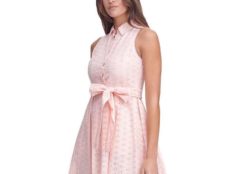 TOMMY HILFIGER Women's Collared Knee Length Shirt Dress in Seashell