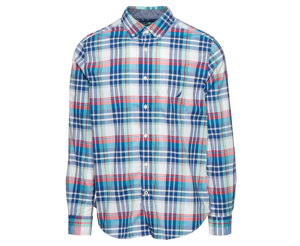 NAUTICA Navtech Plaid Long Sleeve Classic Fit Shirt SMALL