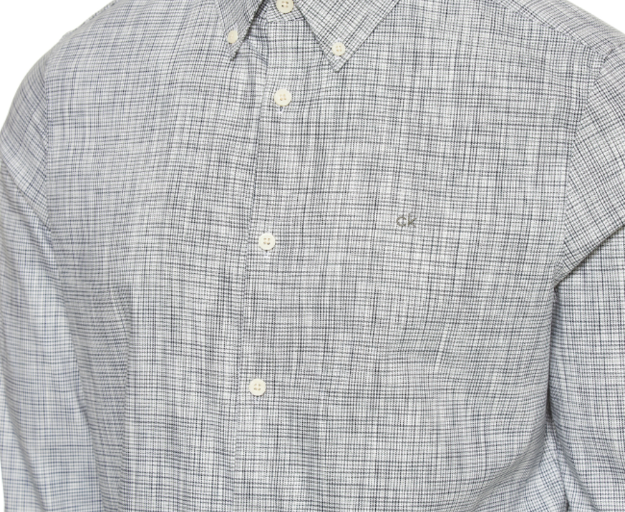CALVIN KLEIN Vintage Tweed Pattern Men's Long-Sleeved Shirt in Mesclun