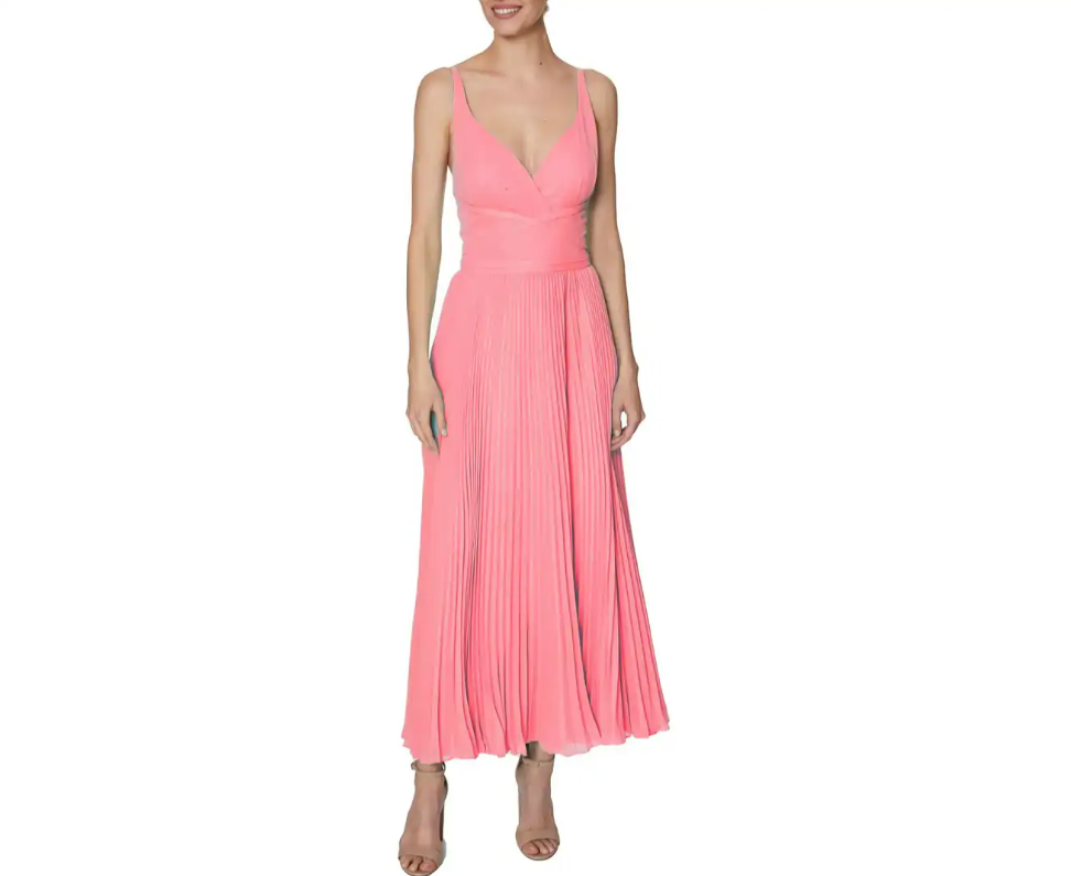 LAUNDRY By Shelli Segal Women s Pink Pleated Midi Dress Price