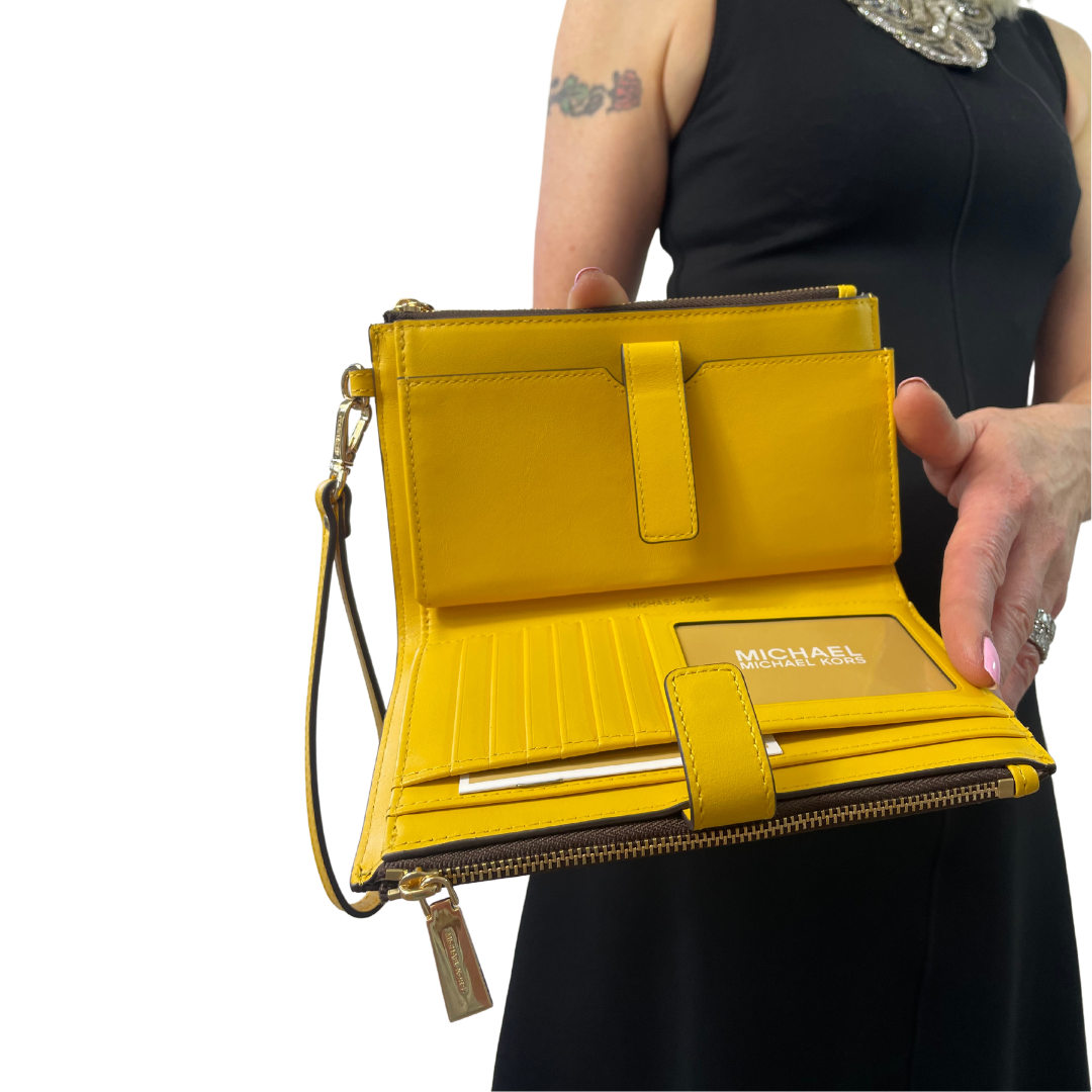 Michael Kors Yellow Large Snap Clutch Wallet
