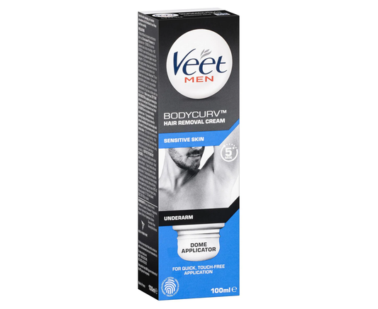 VEET Men Bodycurv Hair Removal Cream Sensitive Skin Underarm Dome Applicator 100ml