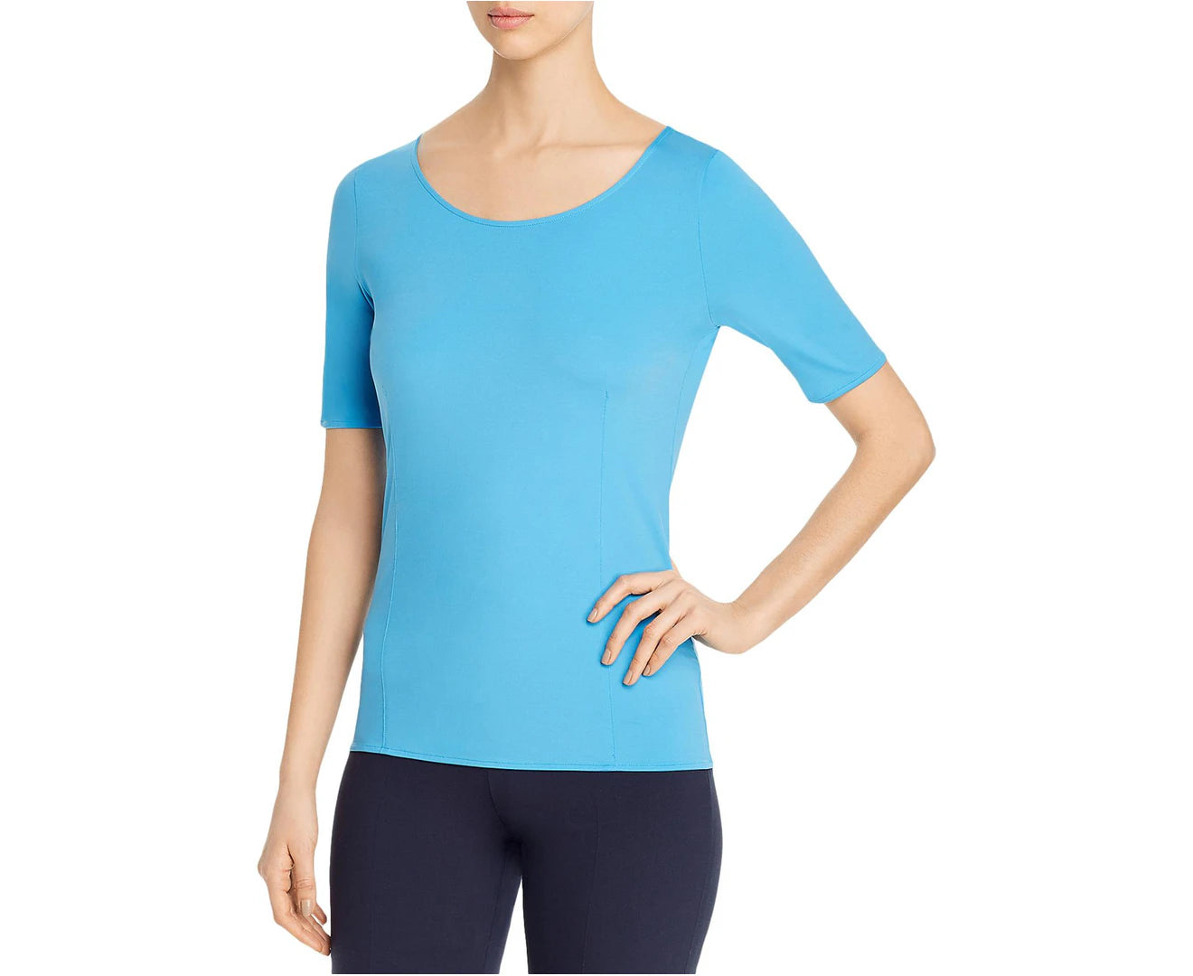 BOSS HUGO BOSS WOMENS U-NECK STRETCH TOP – BLUE