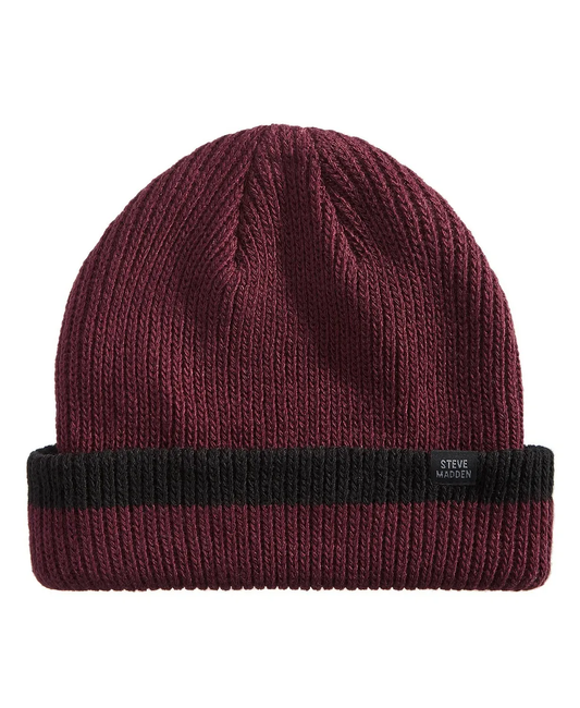 STEVE MADDEN Men's Knitted Beanie- Red Wine