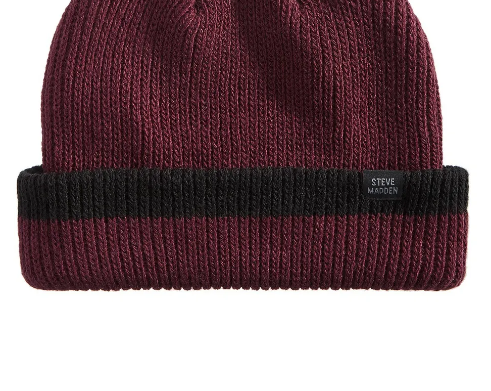 STEVE MADDEN Men's Knitted Beanie- Red Wine