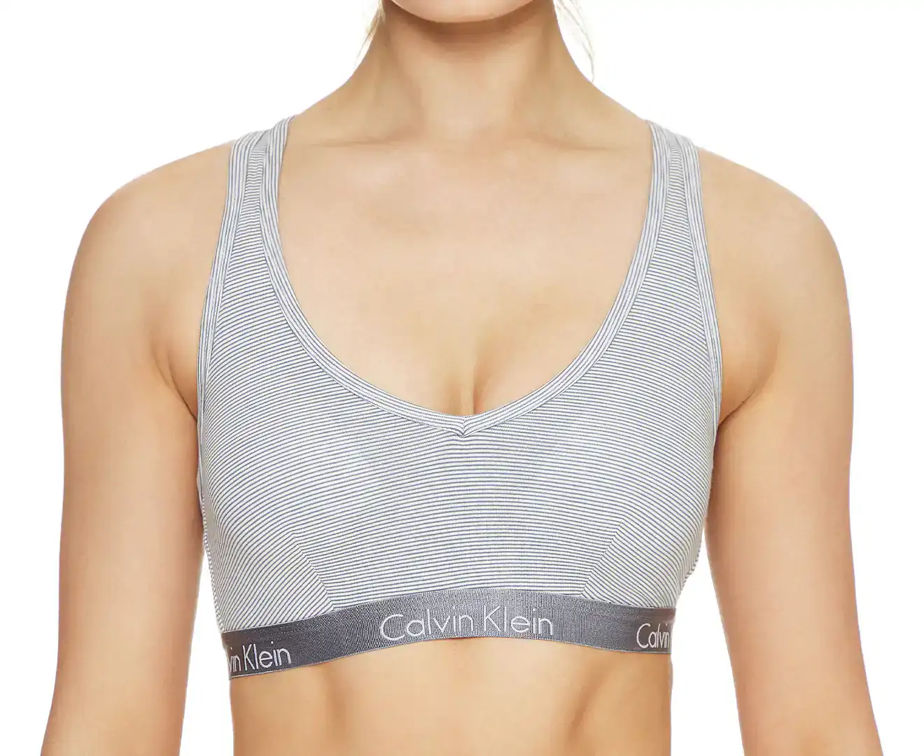 CALVIN KLEIN Women's Carousel Unlined Bralette in Navy Stripe