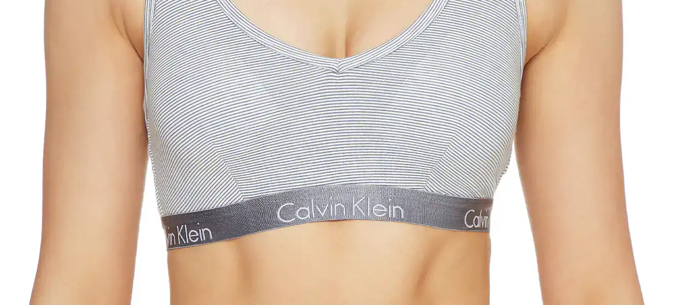 CALVIN KLEIN Women's Carousel Unlined Bralette in Navy Stripe