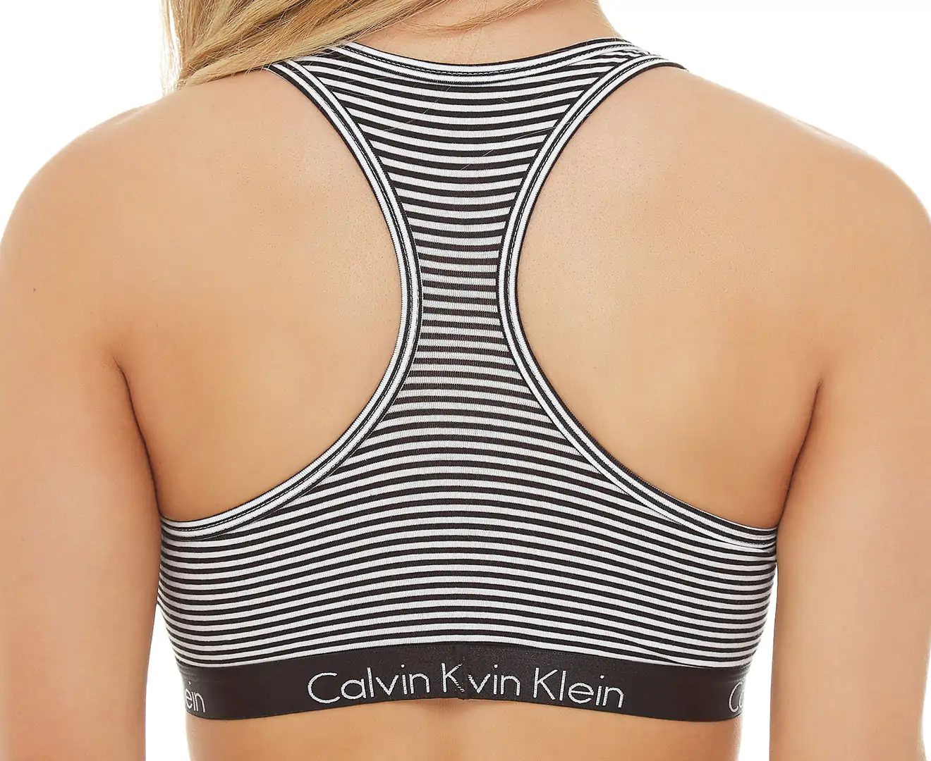 CALVIN KLEIN Women's Carousel Unlined Bralette BLACK Stripe