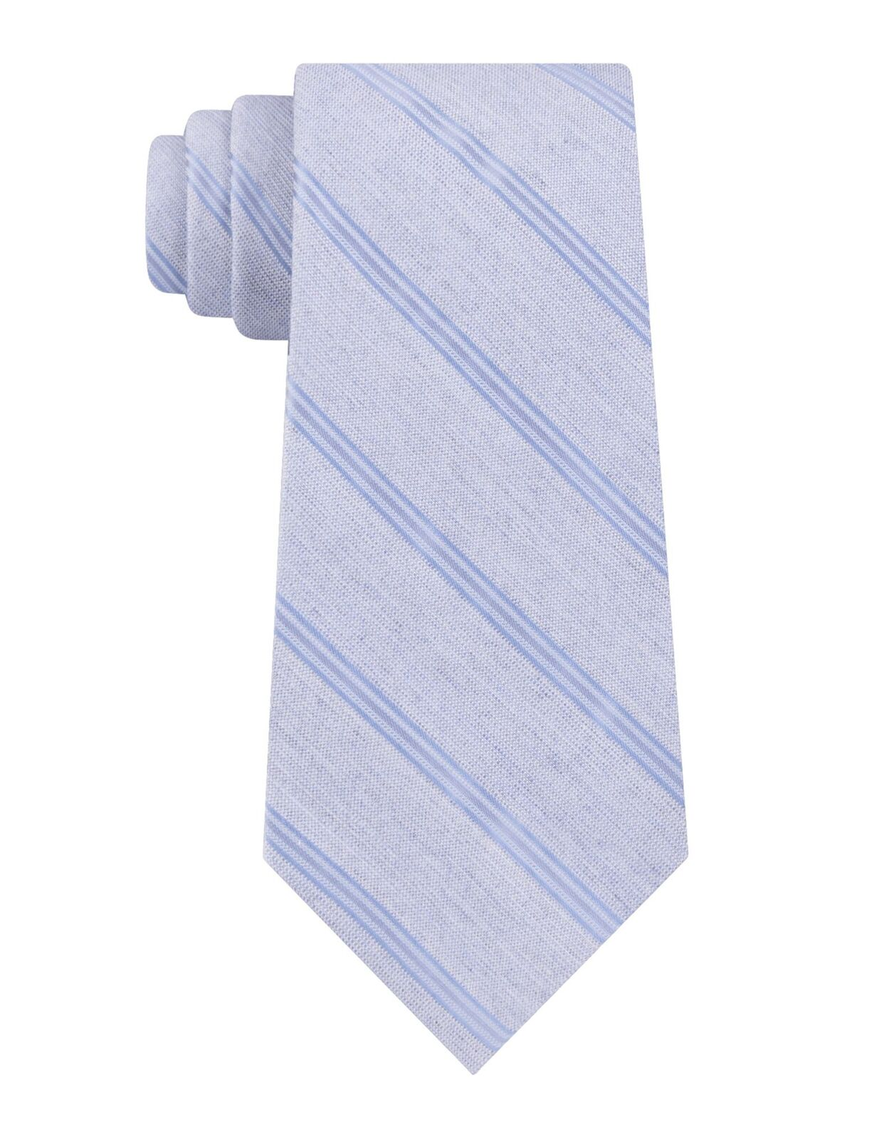 CALVIN KLEIN Blue Grey Silk Blend Stripe Classic Tie