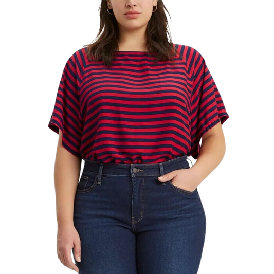 LEVI'S Women's Plus Size T-Shirt Blouse Stripe Red Navy