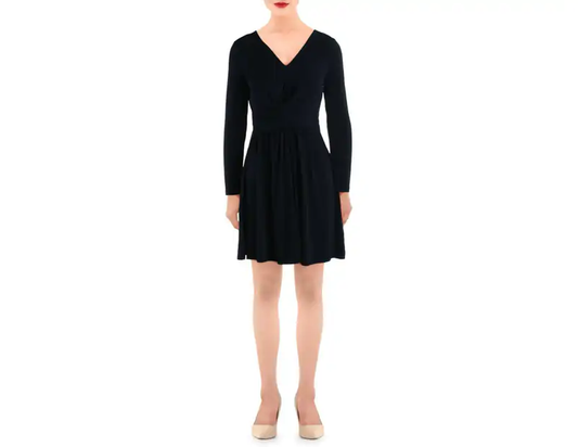 FRENCH CONNECTION Long Sleeved V-Neck Dress in Navy