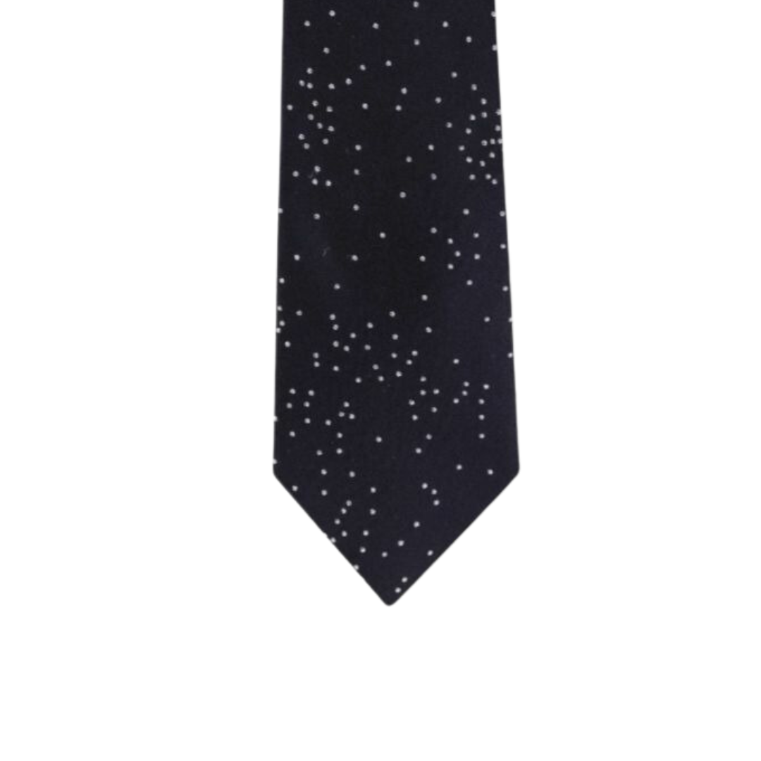 CALVIN KLEIN Black Silver Silk Blend Skinny Tie