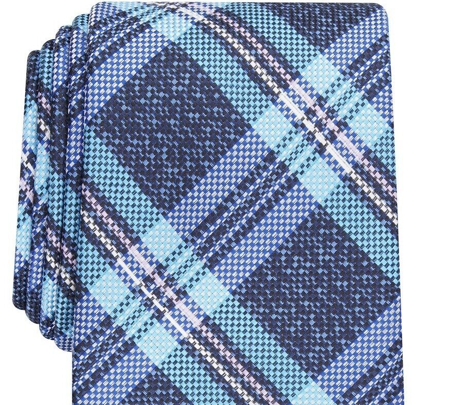 PERRY ELLIS Plaid Blue, Navy, Purple Classic Tie