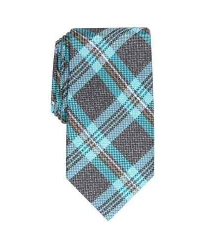 PERRY ELLIS Plaid Blue, Navy, Aqua Classic Tie