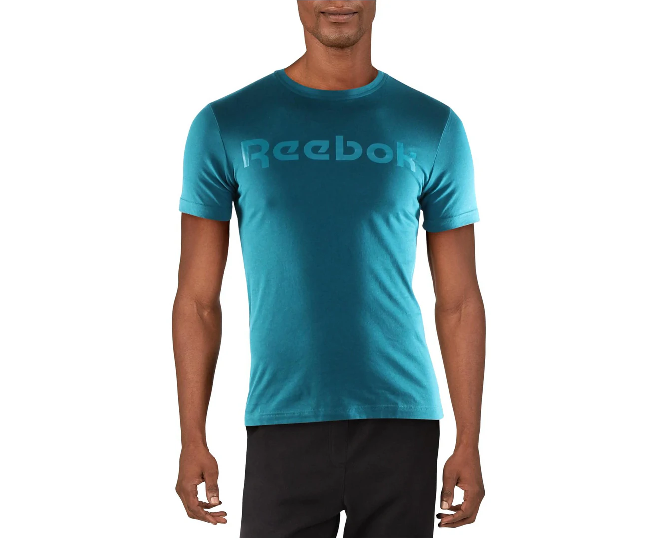 REEBOK Men's Logo Sport T-Shirt in Teal Green