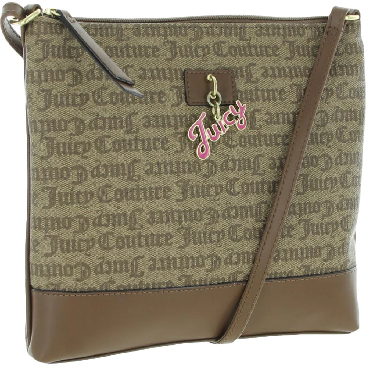 JUICY COUTURE Love Lock Faux Leather Brown/ Tan Crossbody Handbag