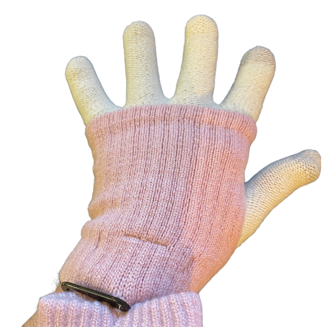 STEVE MADDEN Women's Winter Gloves Pink, Ivory & Grey