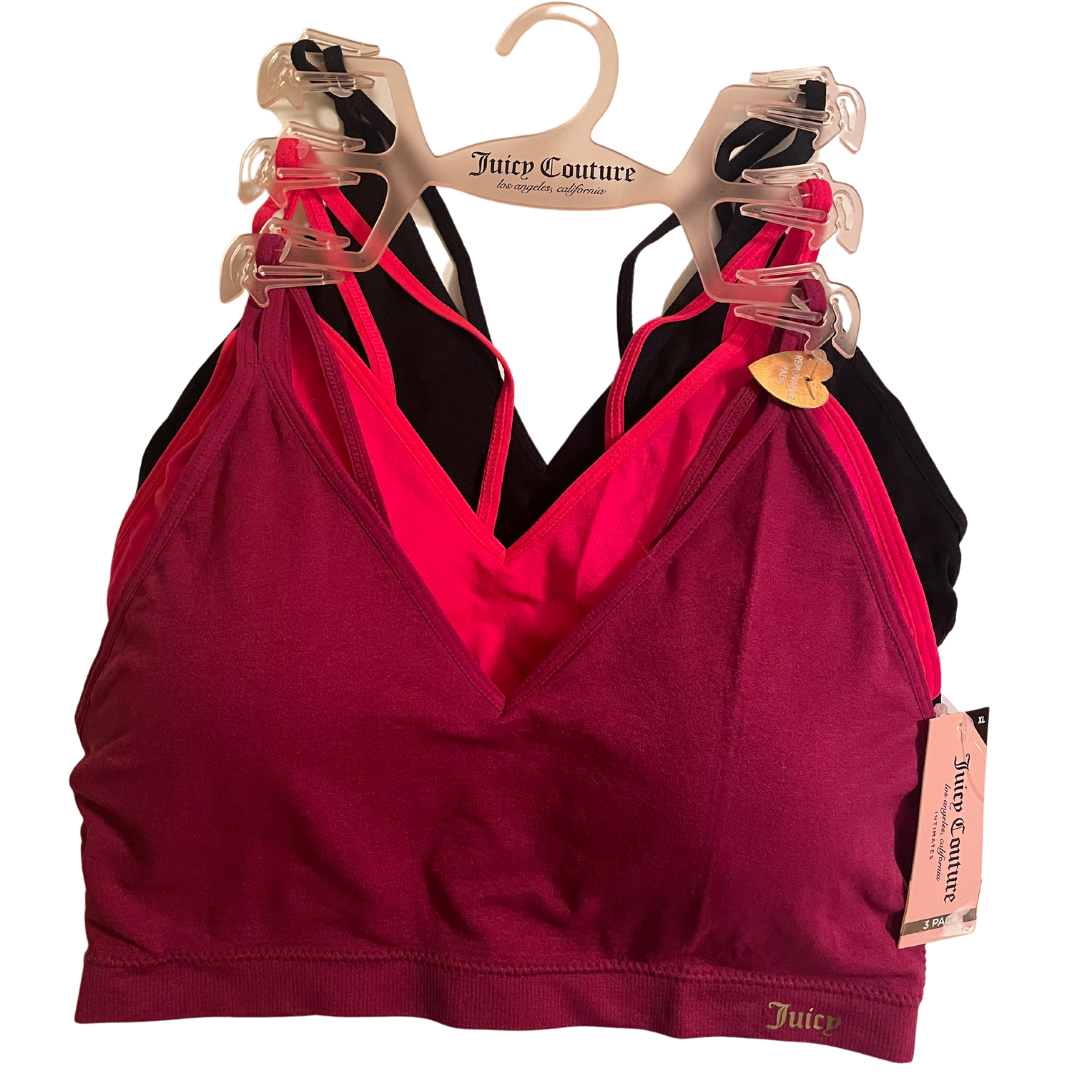 JUICY COUTURE Women's Bra Set of 3 Pink Black Maroon