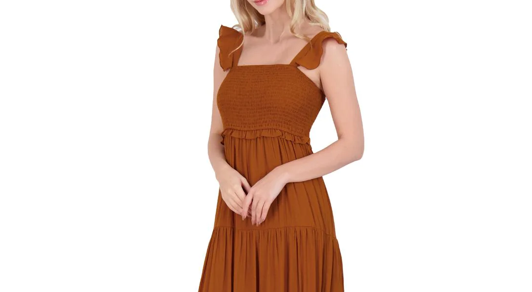 NANETTE LEPORE Women's Shirred Sleeveless Maxi Dress in Ginger