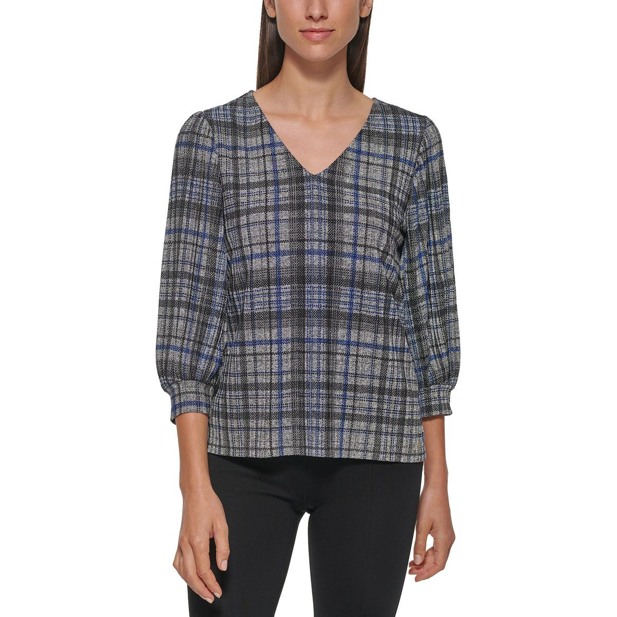 CALVIN KLEIN Women's Long Sleeved Plaid Top SIZE 12