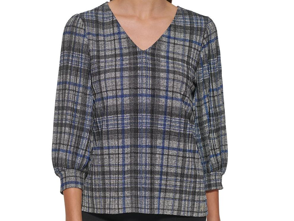 CALVIN KLEIN Women's Long Sleeved Plaid Top SIZE 12