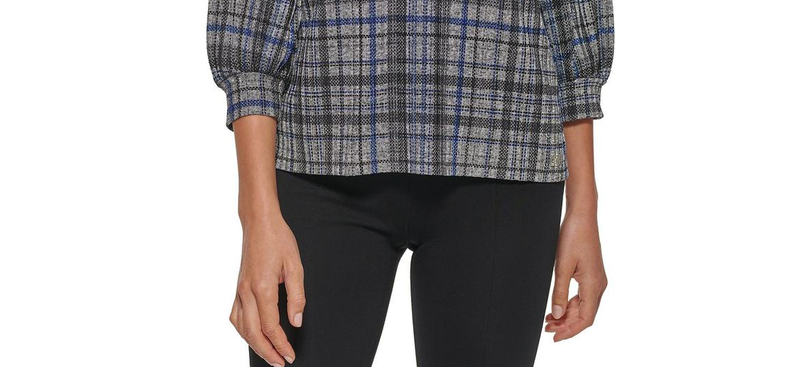 CALVIN KLEIN Women's Long Sleeved Plaid Top SIZE 12