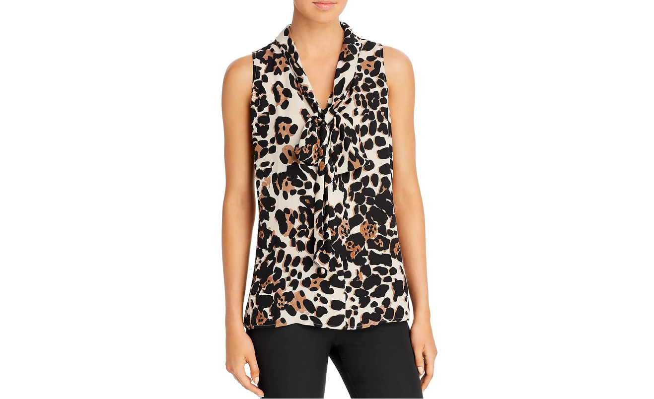 DONNA KARAN Animal Print Blouse Top