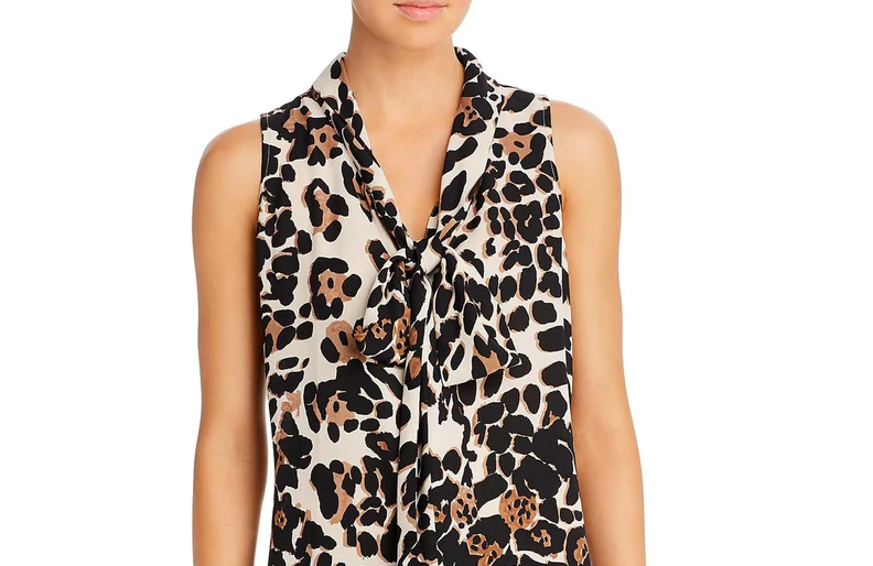 DONNA KARAN Animal Print Blouse Top