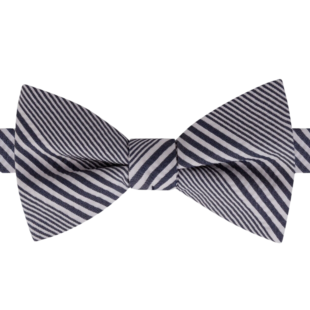 TOMMY HILFIGER Men's Navy White Stripe Pre-Tied Bow Tie