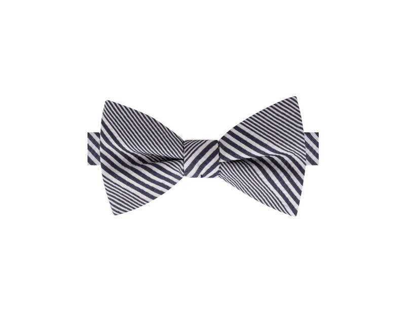 TOMMY HILFIGER Men's Navy White Stripe Pre-Tied Bow Tie