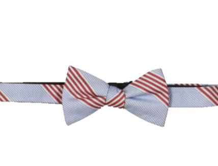 TOMMY HILFIGER Men's Red White Blue Stripe Pre-Tied Bow Tie