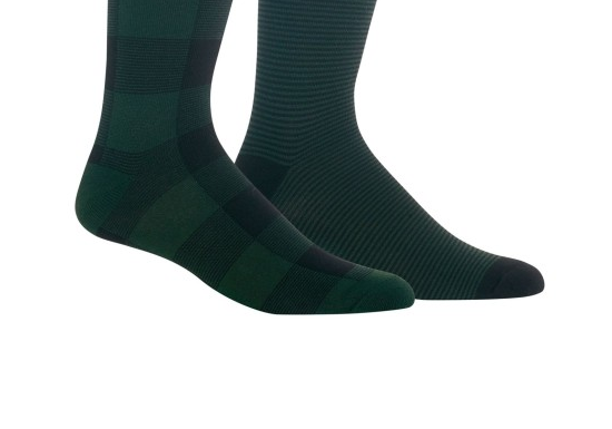 POLO RALPH LAUREN Logo Men's Business Socks in Green/ Black- 2 pack