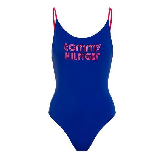 TOMMY HILFIGER Women's One-Piece Swimsuit Blue Pink