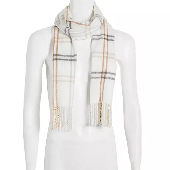 STEVE MADDEN Women's Stripe Flannel Winter Scarf in White