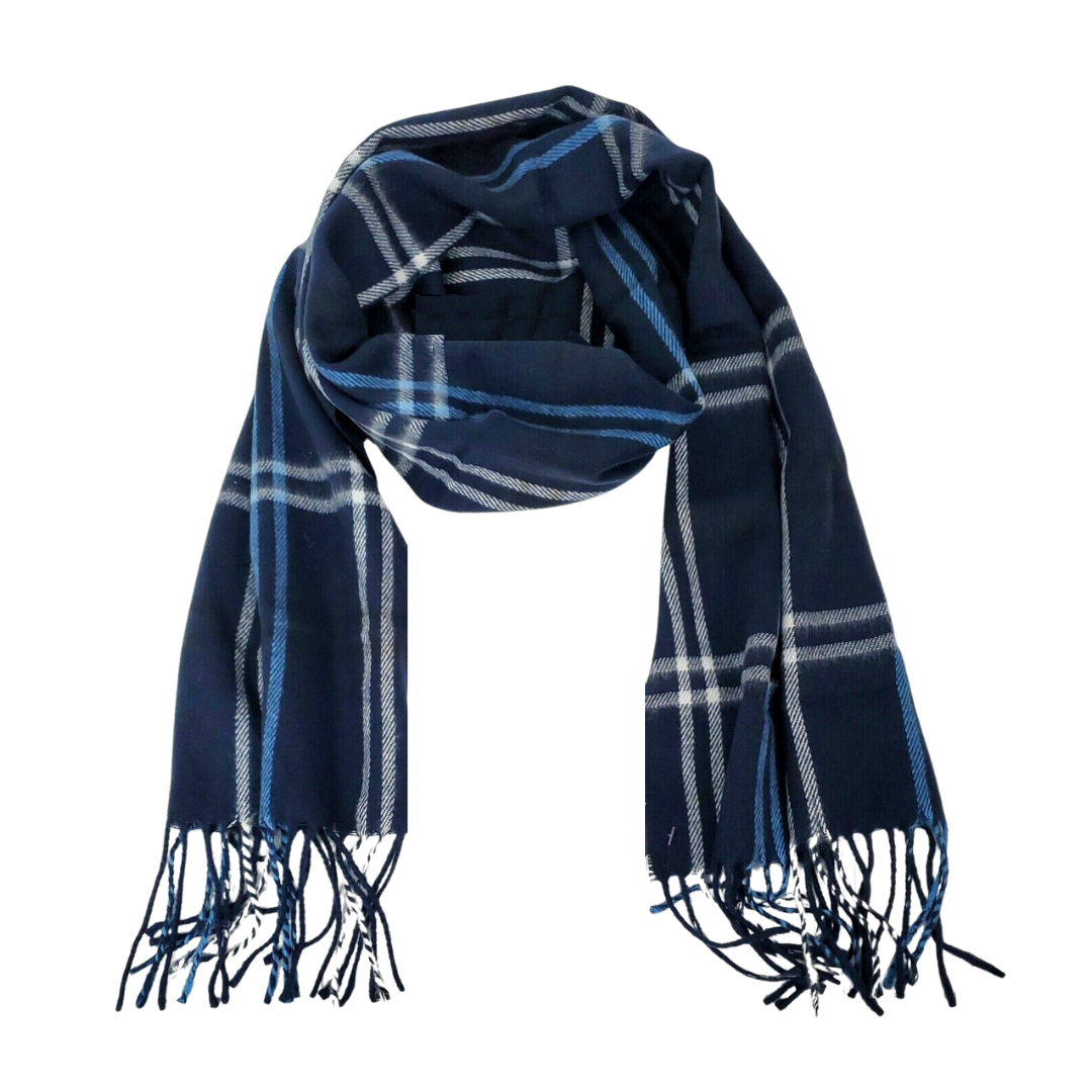 STEVE MADDEN Women's Stripe Flannel Winter Scarf in Navy