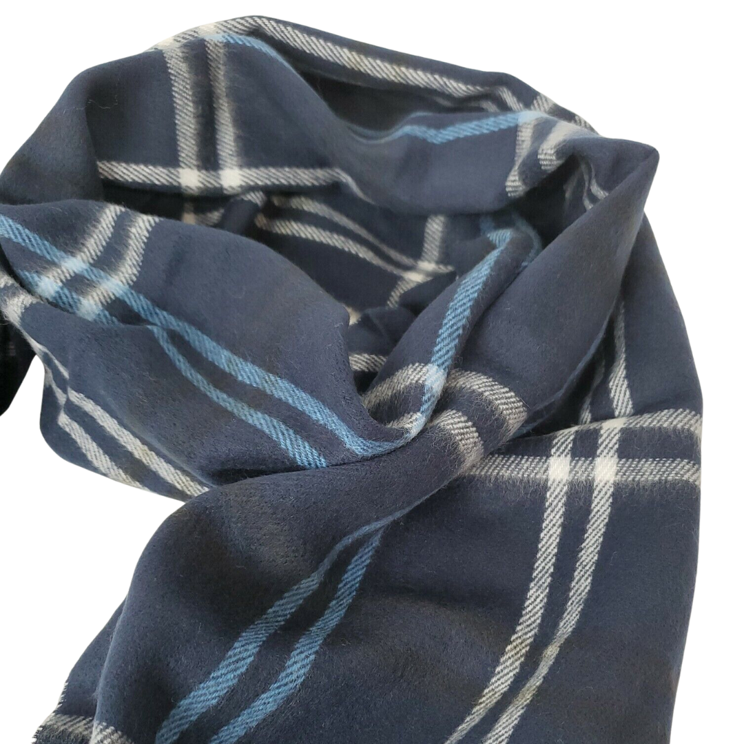 STEVE MADDEN Women's Stripe Flannel Winter Scarf in Navy