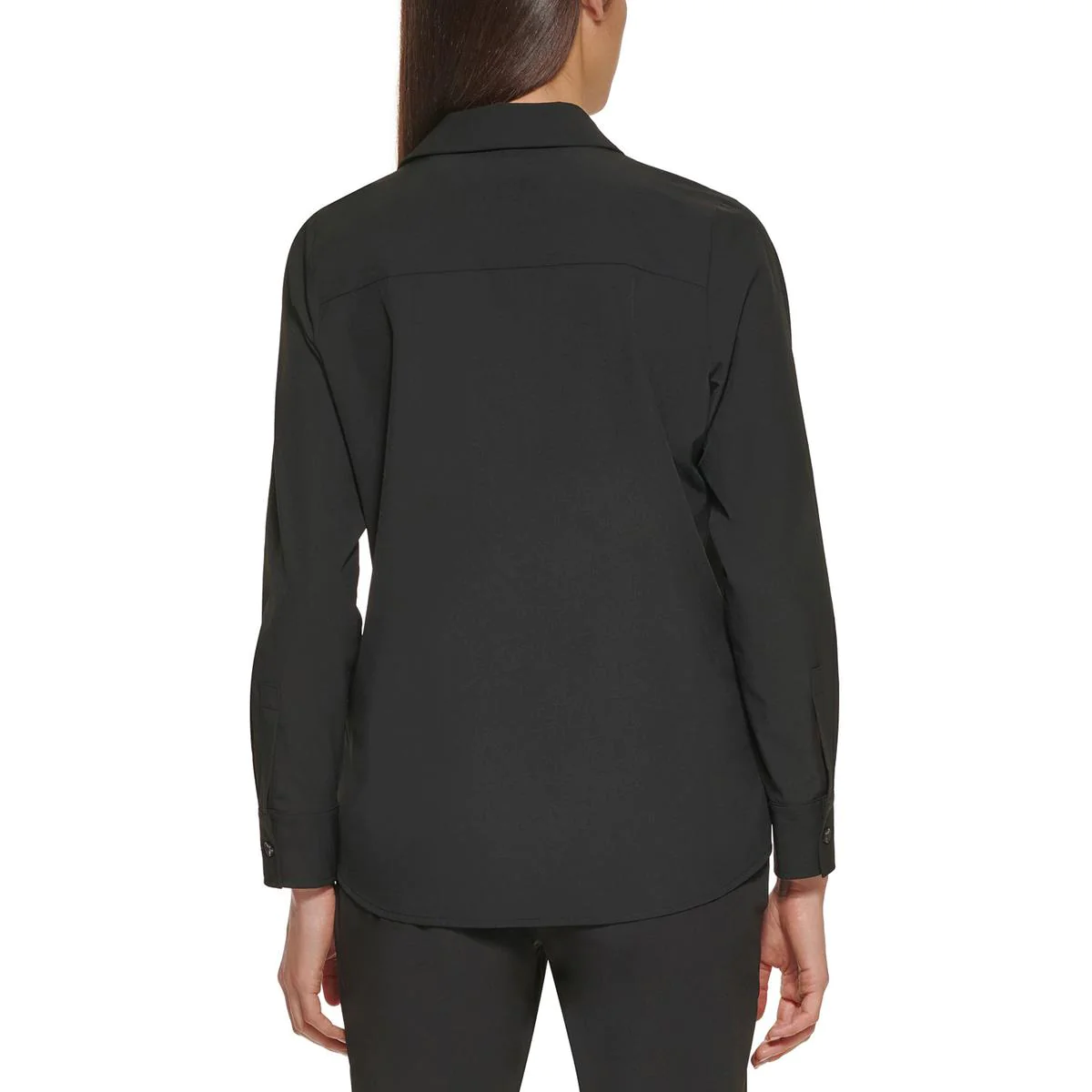 CALVIN  KLEIN Women's Black Long Sleeve Top Blouse