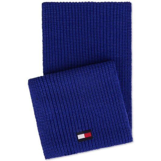 TOMMY HILFIGER Men's Logo Knit Scarf in Blue