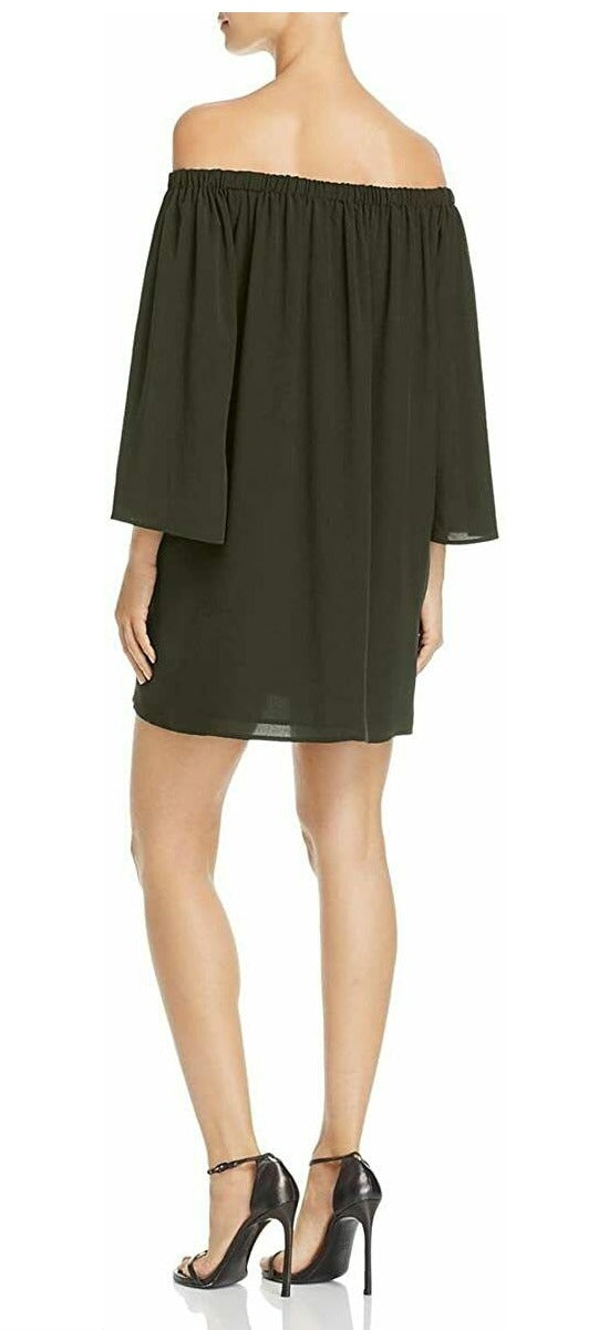 FRENCH CONNECTION Women's Off-the-Shoulder Olive Green Shift Dress
