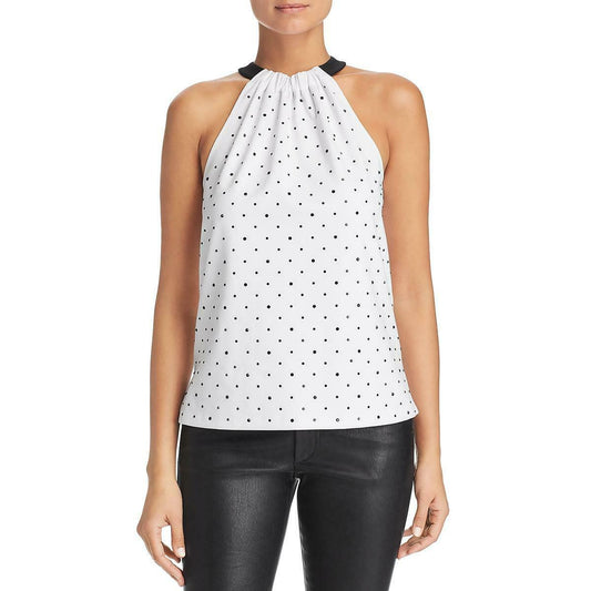 LE GALI Sahar White Studded Sleeveless Women's Blouse Halter Top