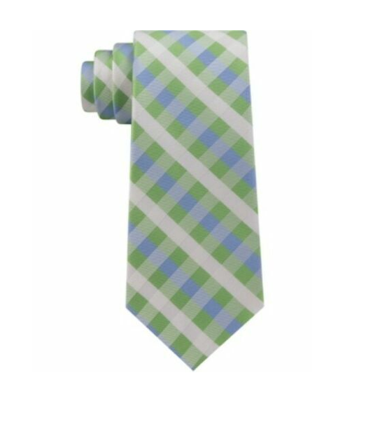 TOMMY HILFIGER Plaid 'Vermont' Green Blue White Men's Classic Tie