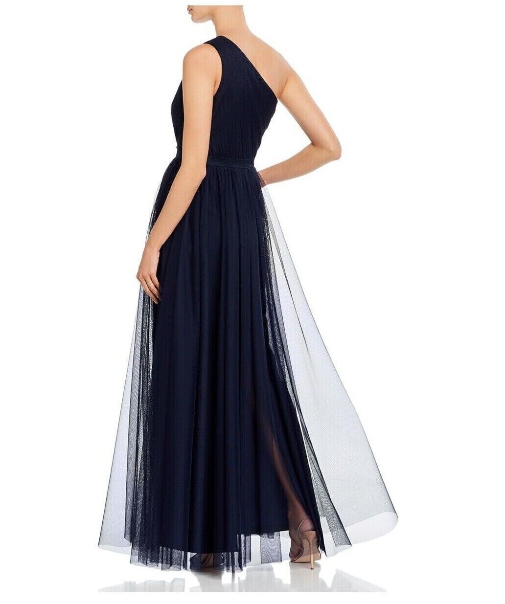 AIDAN MATTOX Women's Mesh Overlay One Shoulder Evening Dress
