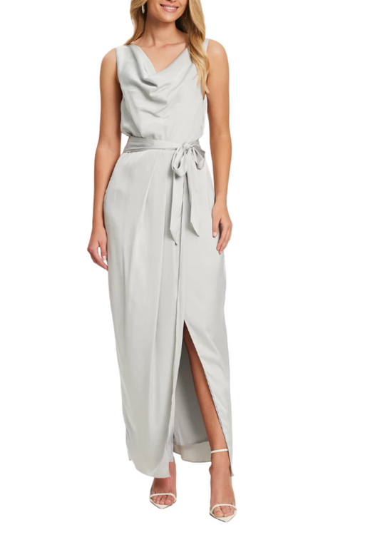 CHANCERY Women's Ashten Floor Length Dress in Silver/ Oyster