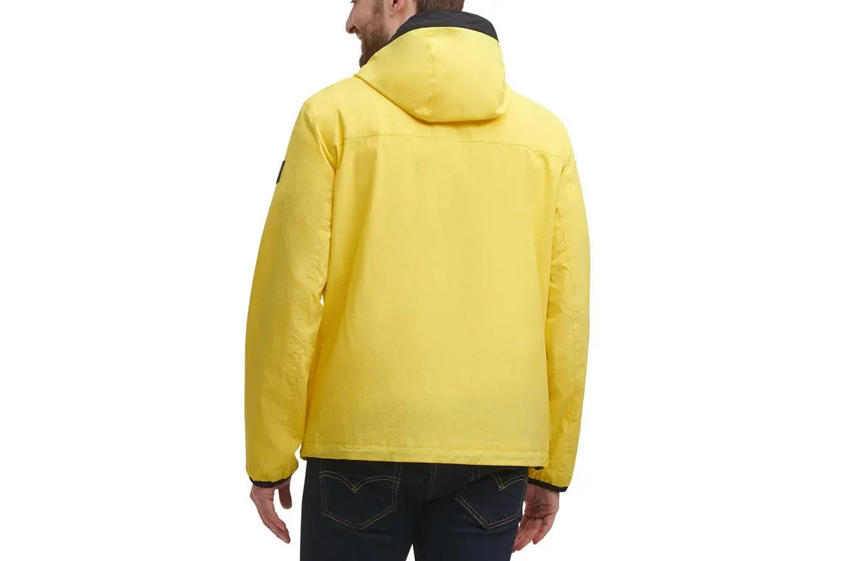 DKNY Men's Nylon Windbreaker Rain Jacket in Yellow